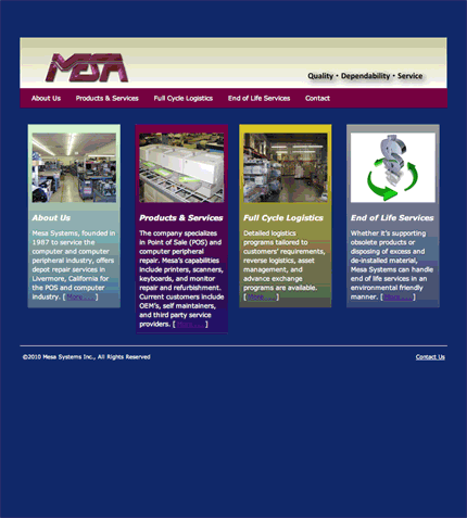 Animated sample of website designs